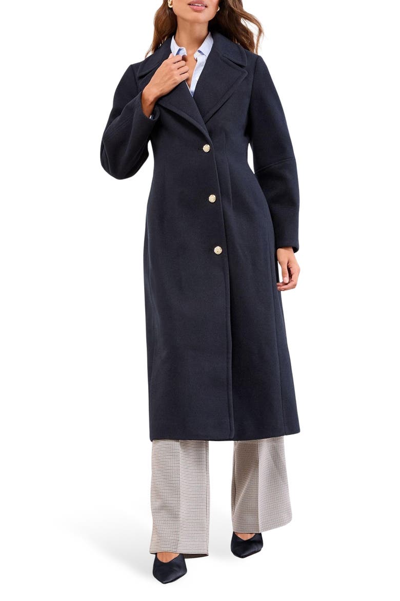 Button Longline Coat, Main, color, BLUE