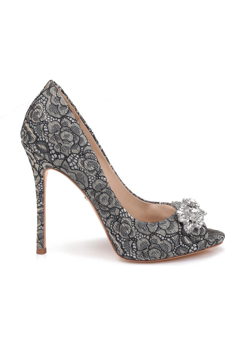 Badgley Mischka Collection Badgley Mischka Crystal Embellished Lace Pump, Alternate, color,