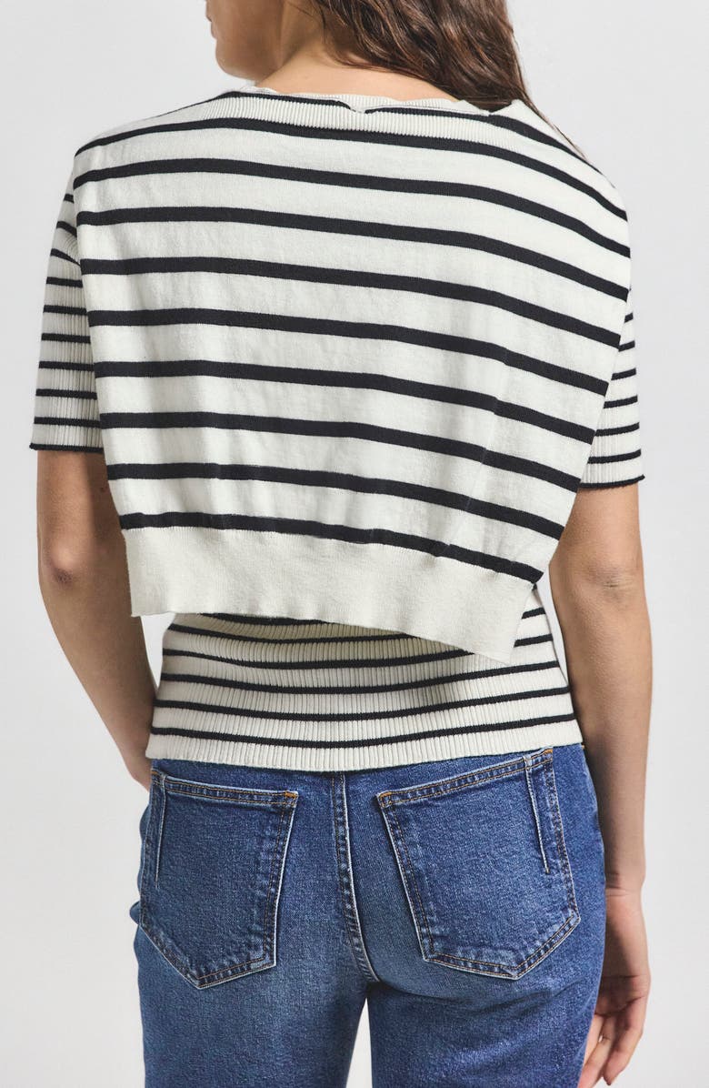 Derek Lam 10 Crosby Twain Strip Cotton & Cashmere Shrug & Sweater Set, Alternate, color,