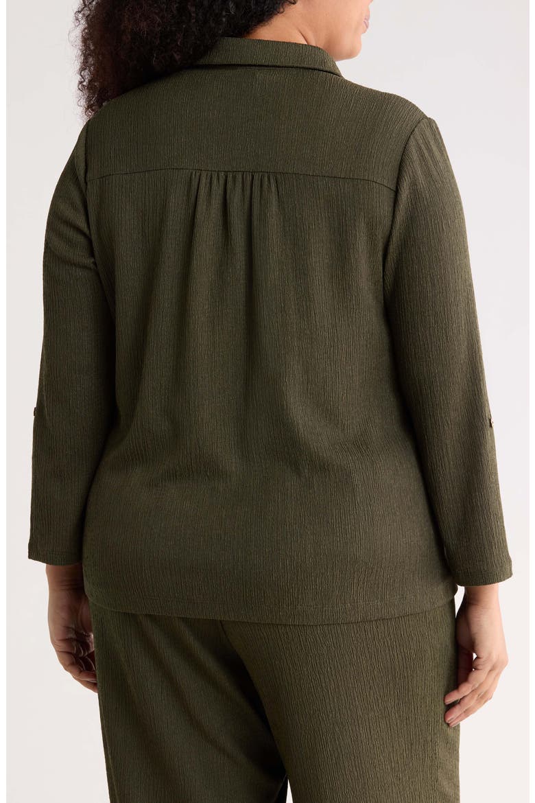Half Placket Roll Tab Top, Alternate, color, DARK BAY LEAF