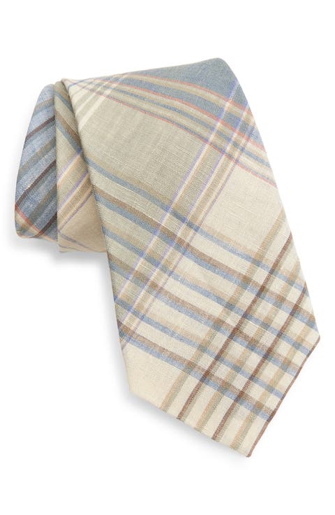 Plaid Linen Tie