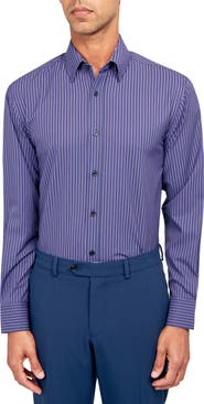 W.R.K Checkerboard Stripe Performance Dress Shirt