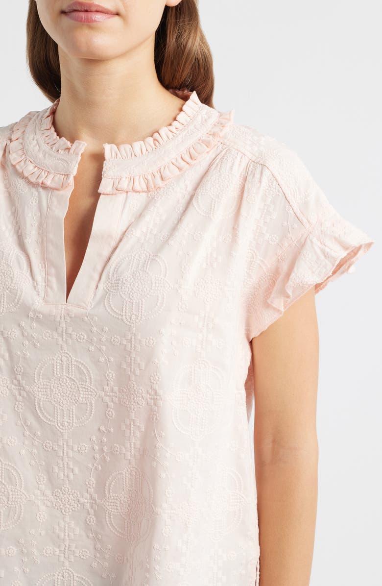 Wit & Wisdom Embroidered Split Neck Top, Alternate, color, Angel Pink