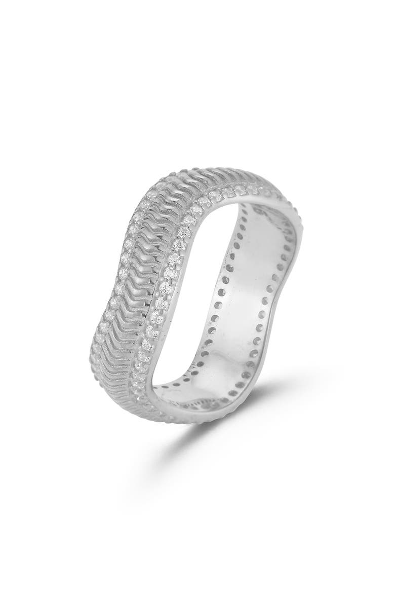 Cubic Zirconia Wave Ring, Alternate, color, SILVER