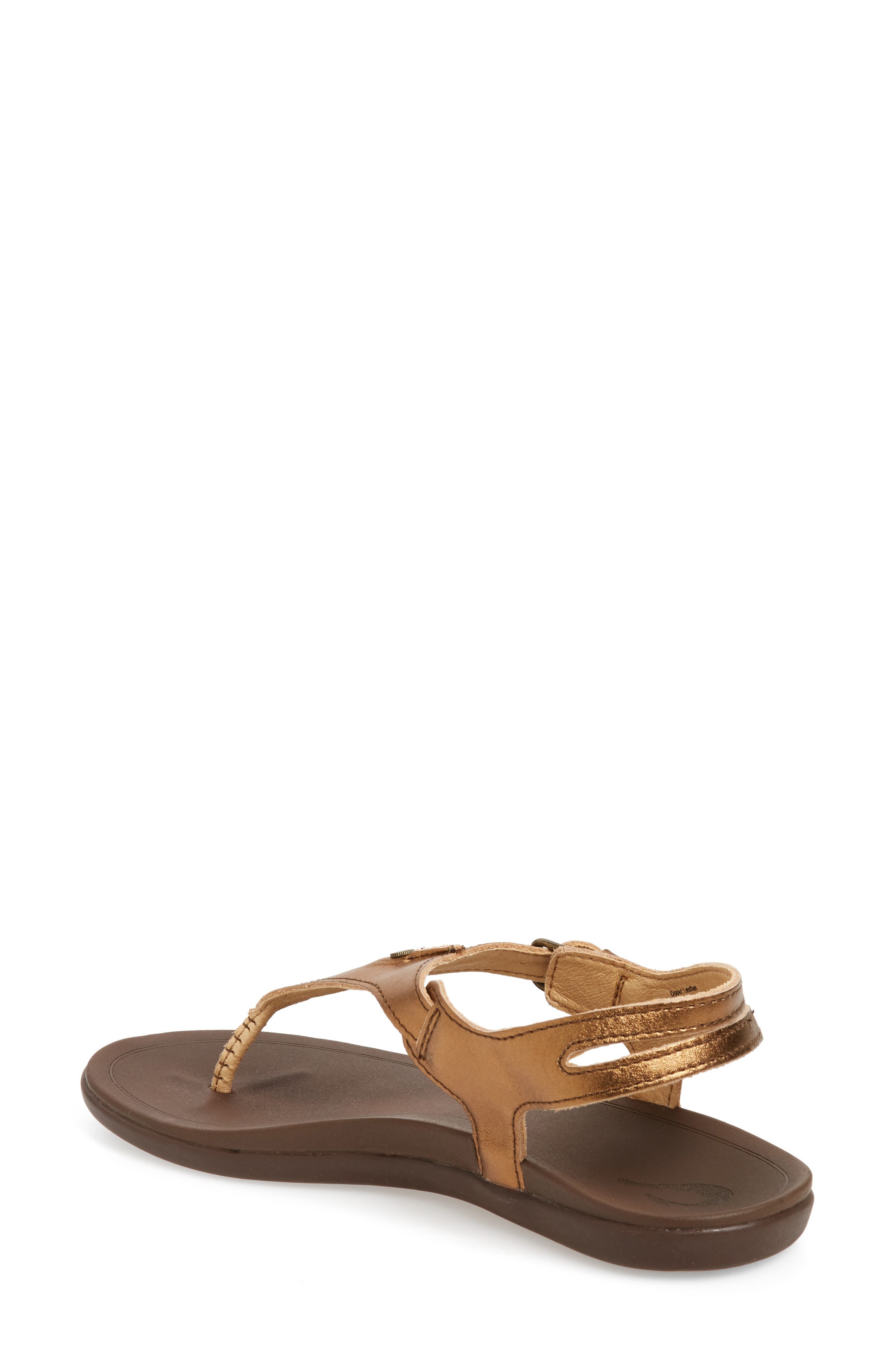 'Eheu V-Strap Sandal, Alternate, color, BRONZE/ KONA COFFEE LEATHER