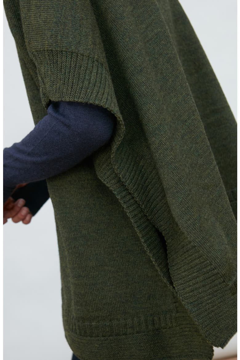 Chunky Merino Wool Poncho, Alternate, color, Green