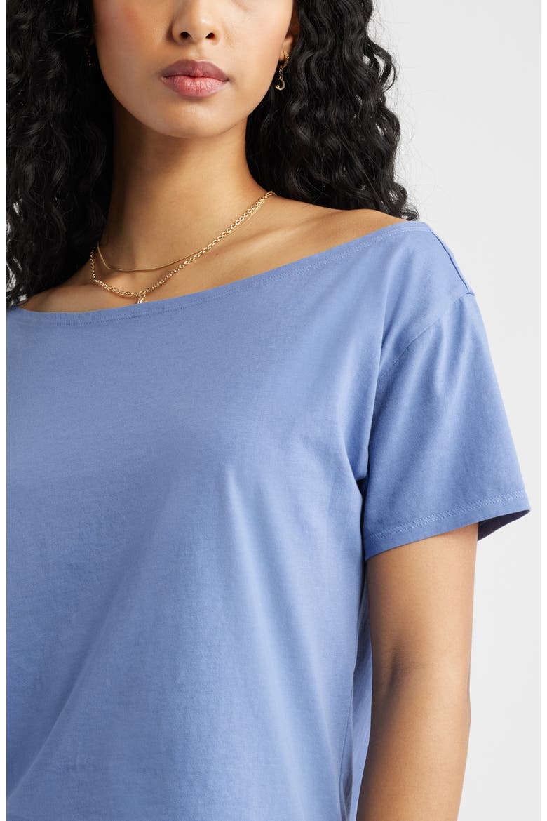 Relaxed Fit Boat Neck Cotton T-Shirt, Alternate, color, BLUE FROST