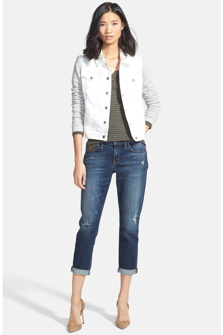 Mixed Media Hooded Jacket, Alternate, color, WHITE
