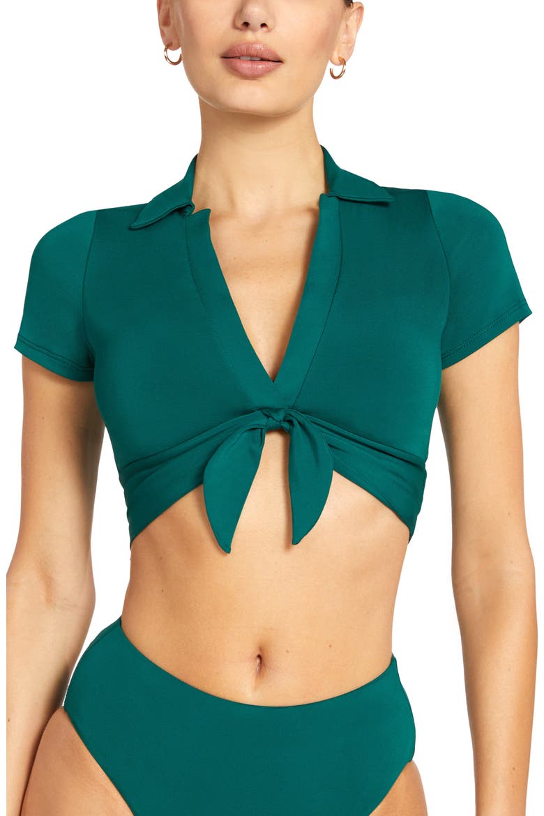 Ava Knot Front Bikini Top, Main, color, MALACHITE