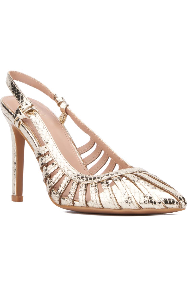 NEW YORK AND COMPANY Magdalene Croc Embossed Slingback Pump, Main, color, Gold