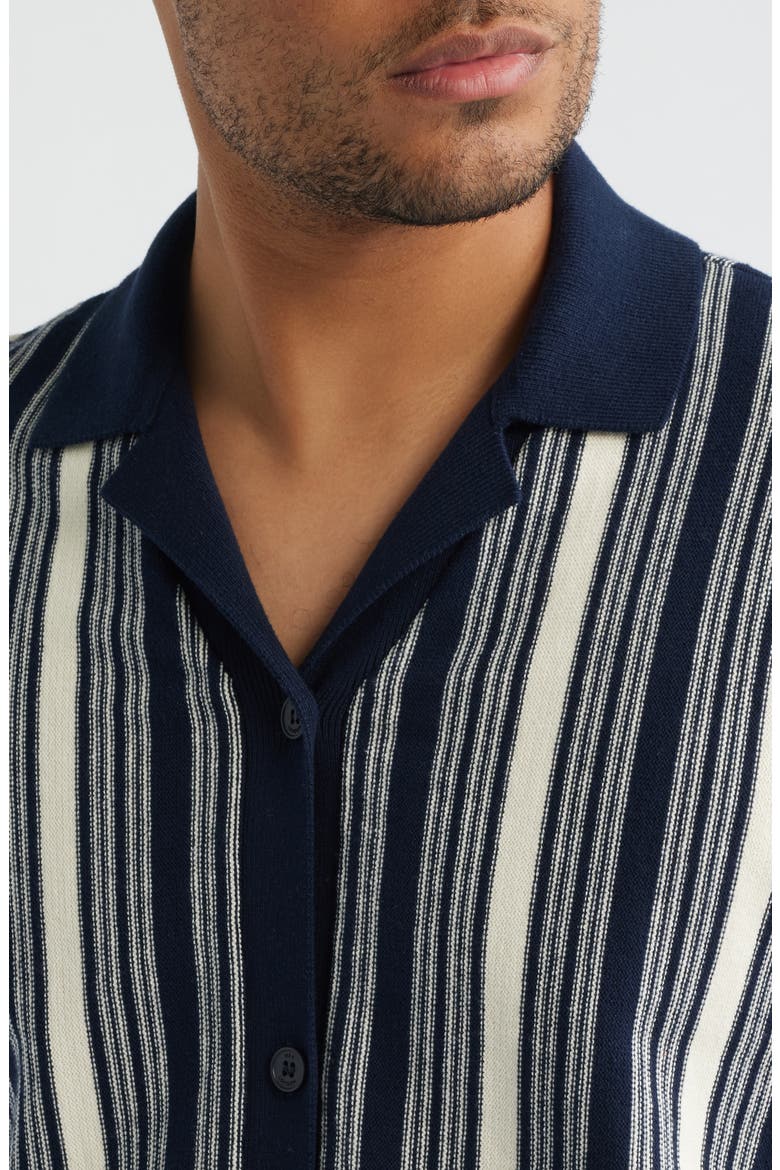 Ivy Stripe Knit Camp Shirt, Alternate, color, NAVY / ECRU
