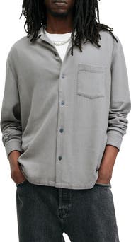 AllSaints Cudi Textured Long Sleeve Camp Shirt