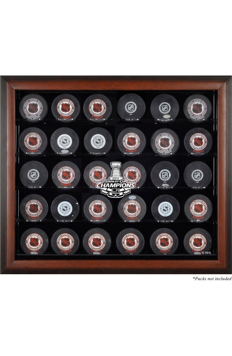 FANATICS AUTHENTIC Los Angeles Kings 2014 Stanley Cup Champions Brown Framed 30-Puck Logo Display Case, Main, color, 