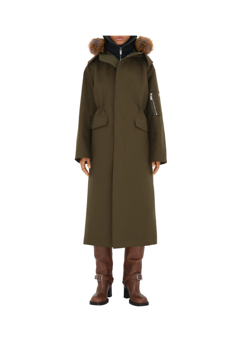 Long Faux Fur Trim Cotton Parka, Alternate, color, Loch