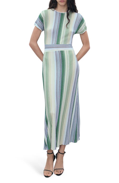 Mango Stripe Maxi Sweater Dress In Green