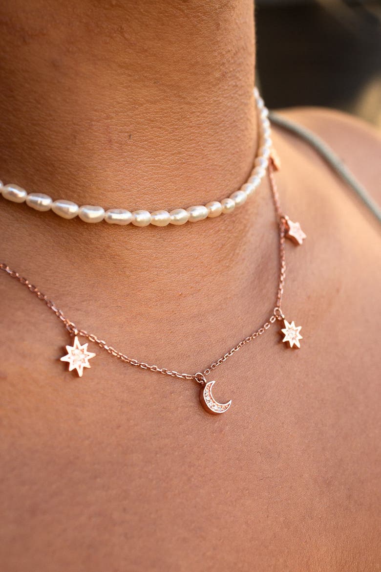 Heavenly Realms Moon & Stars Drop Choker Necklace, Alternate, color, Gold