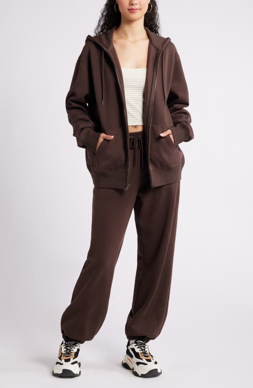 Bp. Oversize Zip Fleece Hoodie In Brown