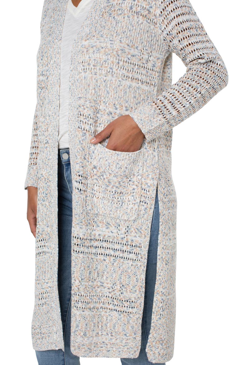 Marl Longline Open Front Cardigan, Alternate, color, RICH CRM MULTI