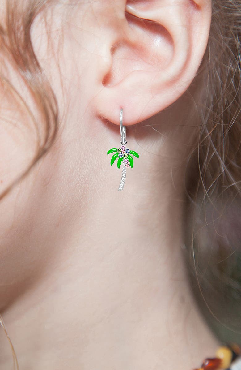 Chanteur Kids' Palm Tree Drop Earrings, Alternate, color, Green Multi
