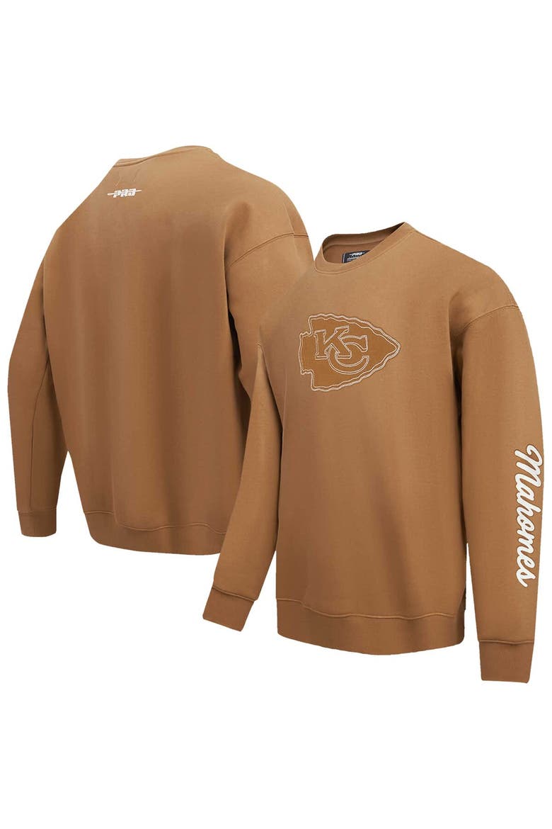 Men's Pro Standard Patrick Mahomes Brown Kansas City Chiefs Pullover Crewneck Sweatshirt, Main, color, Brown