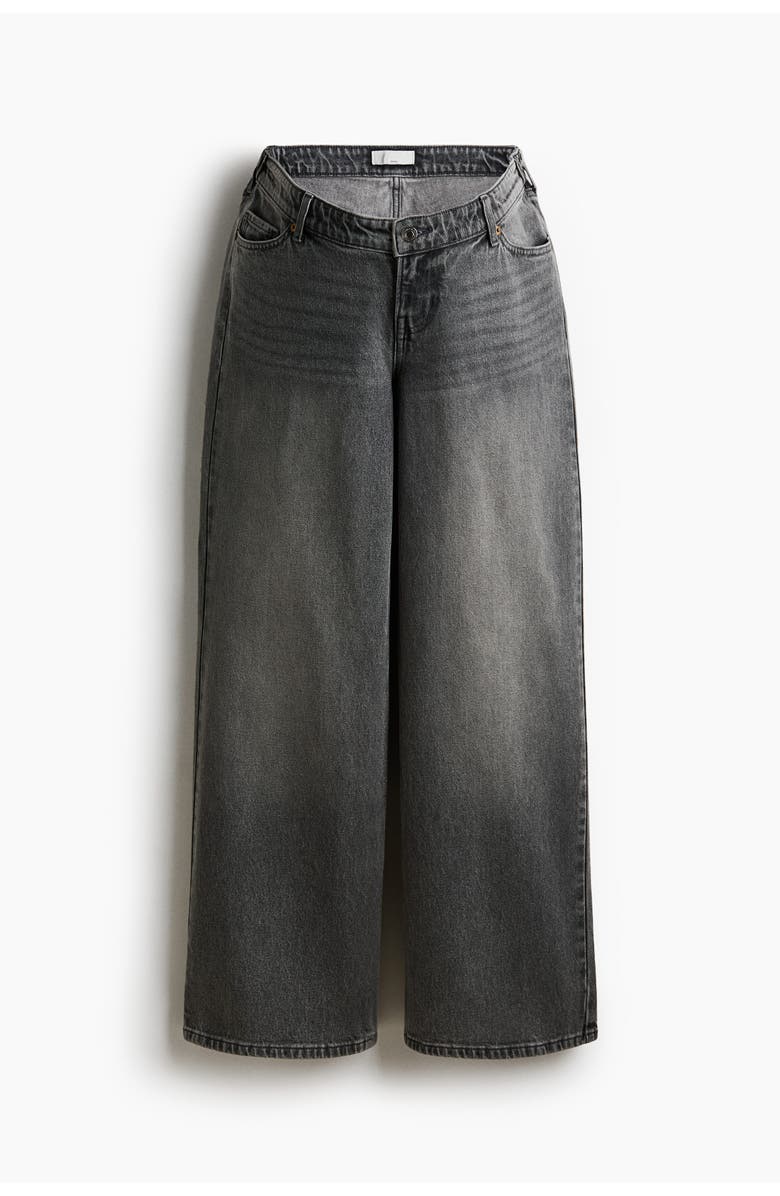 H&M Mama Wide Low Jeans, Main, color, Denim Gray