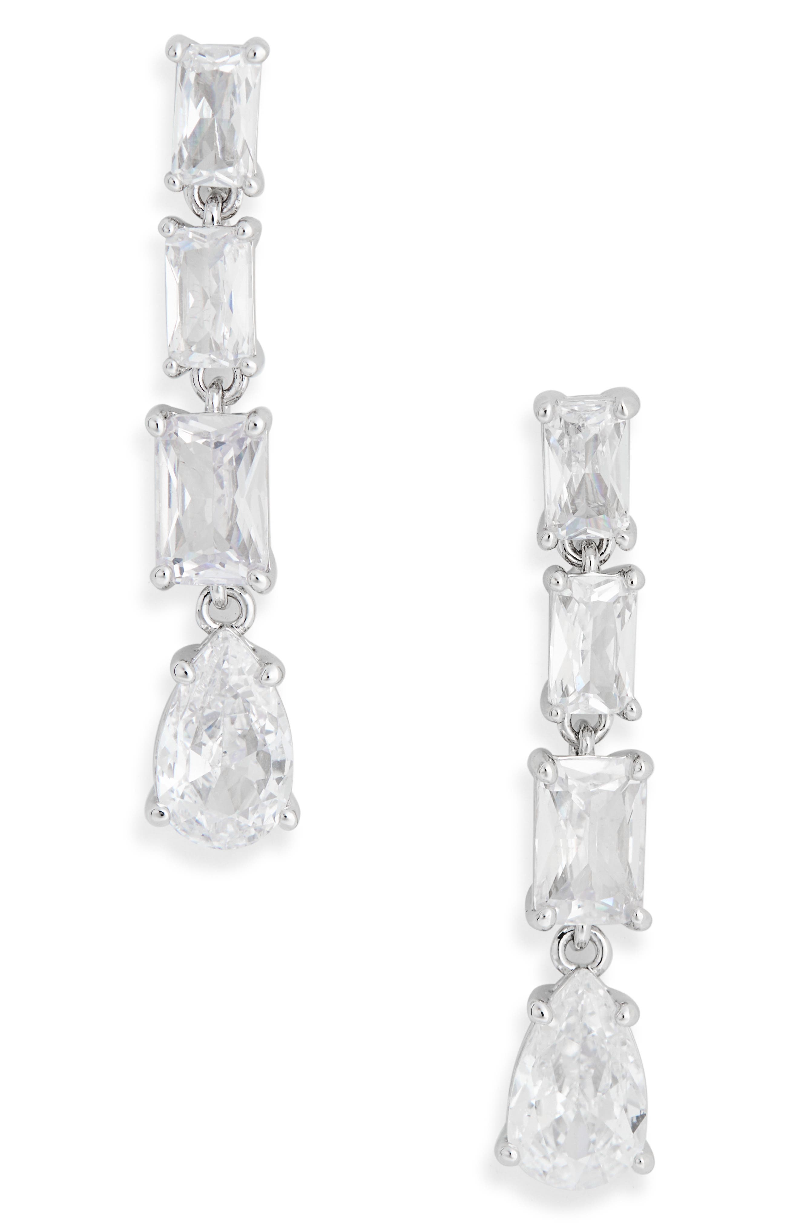 Nadri Spender Cubic Zirconia Linear Drop Earrings