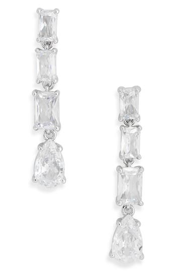 Nadri Spender Cubic Zirconia Linear Drop Earrings In Silver