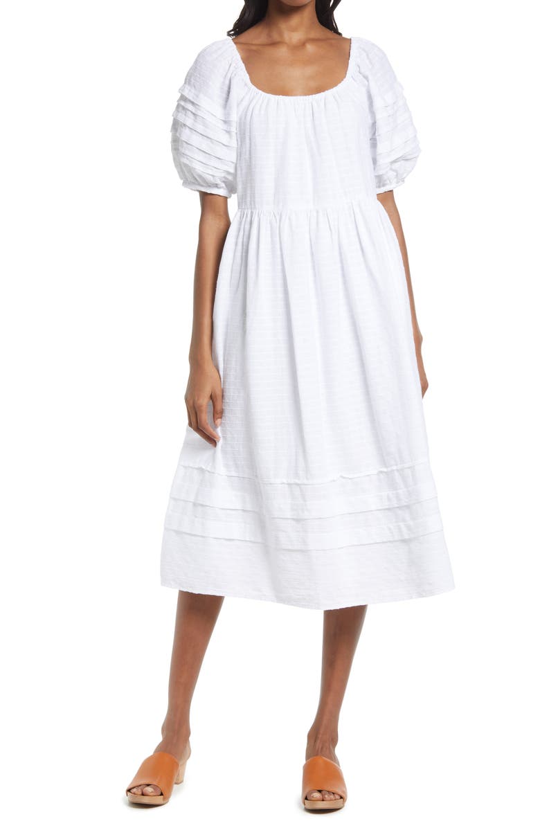 Madewell Pintuck Easy Midi Dress, Main, color, 