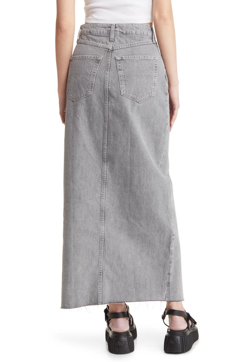 Nonstretch Denim Maxi Skirt, Alternate, color, GREY
