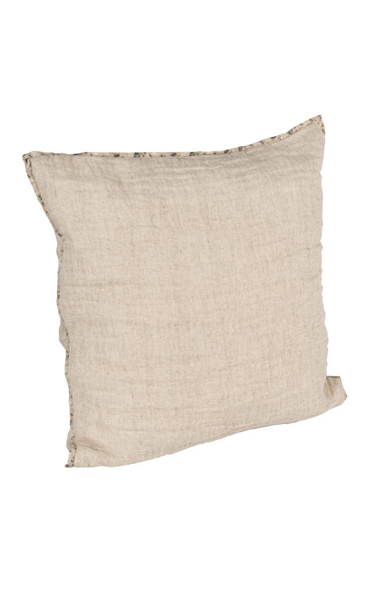 Storied Home Patterned Edge Woven Cotton and Linen Pillow, Natural, Main, color, Natural