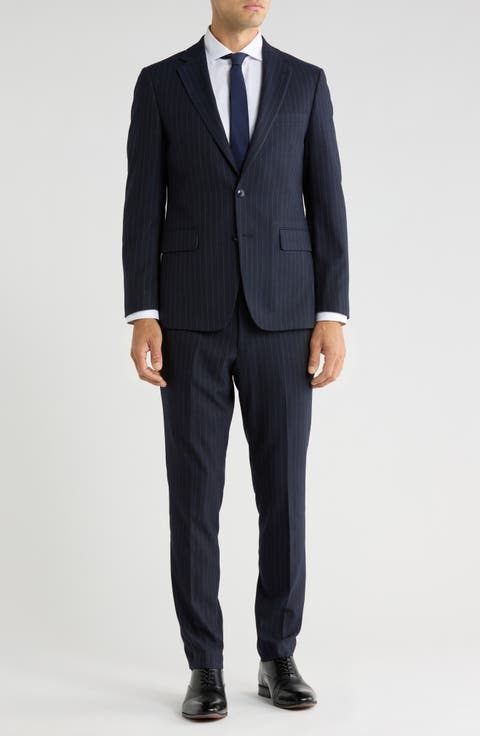 Pinstripe Notch Lapel Suit