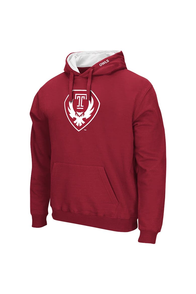 Men's Colosseum Cherry Temple Owls Arch & Logo 3.0 Hoodie, Alternate, color, Cardinal