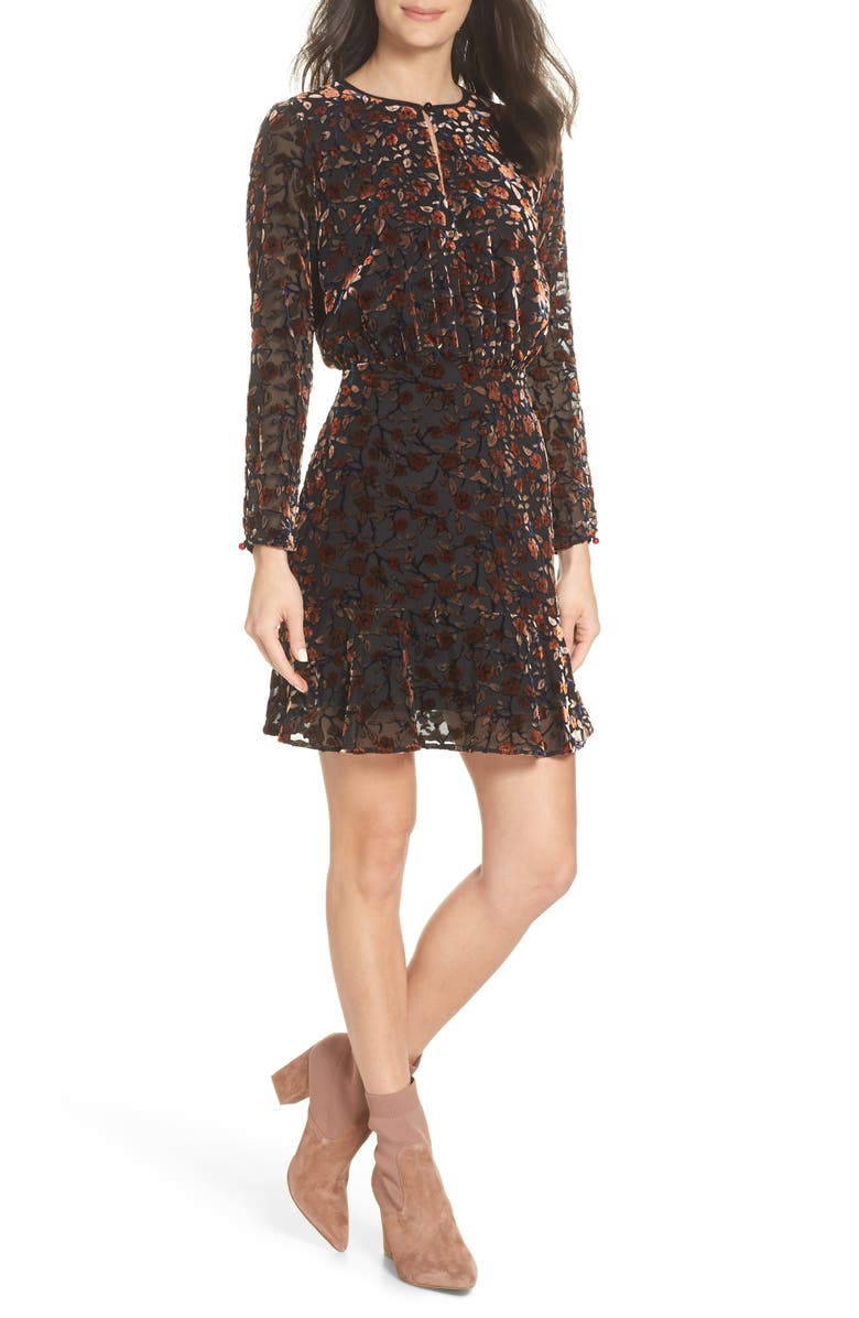 Sam Edelman Velvet Burnout Dress, Main, color, 