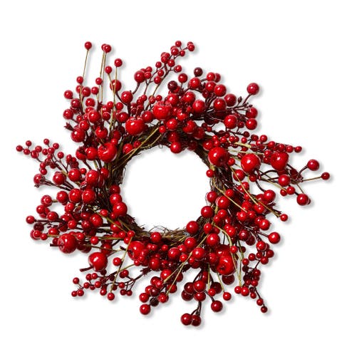 Red Berry Artificial Christmas Wreath - Festive Holiday Decor