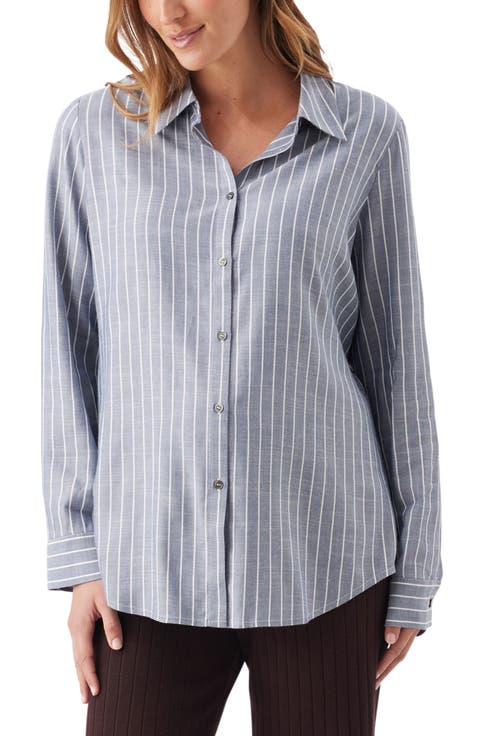 Millie Button Up Stripe Maternity Maternity Shirt