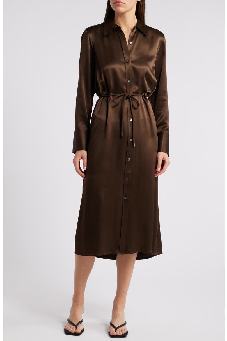 satin tie waist shirt dress Casual Tie-Waist Shirt Maxi Dress  Likemychoice