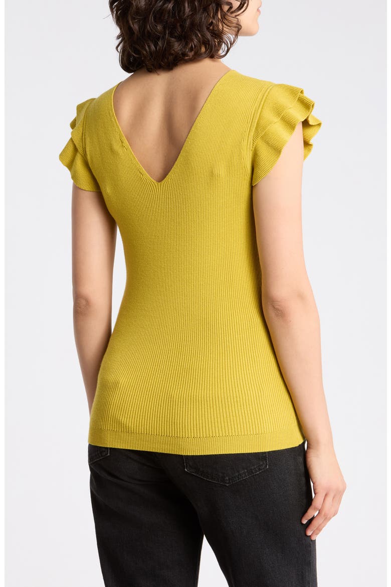 Ruffle Sleeve Fitted Sweater, Alternate, color, ANJOU PEAR