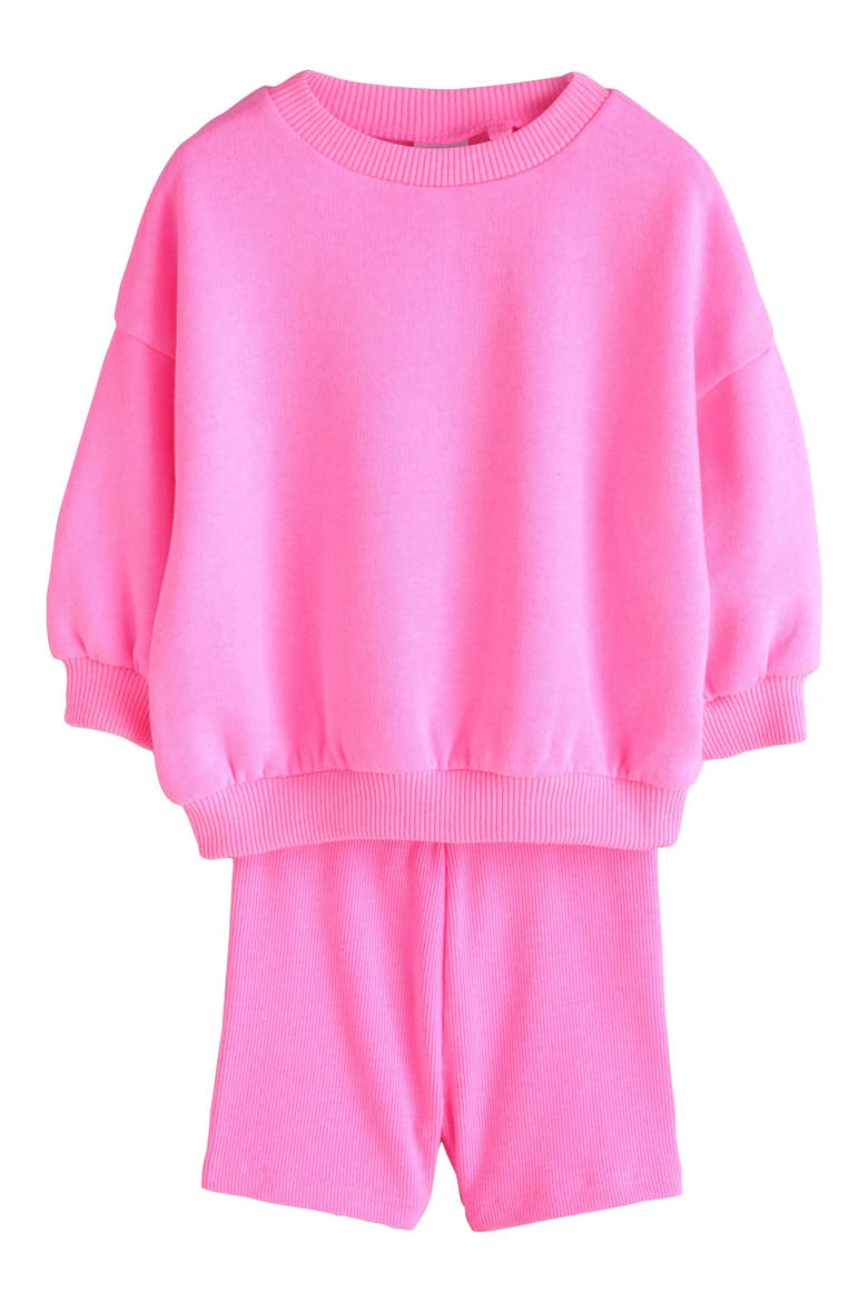 Kids' Sweatshirt & Bike Shorts, Main, color, PINK