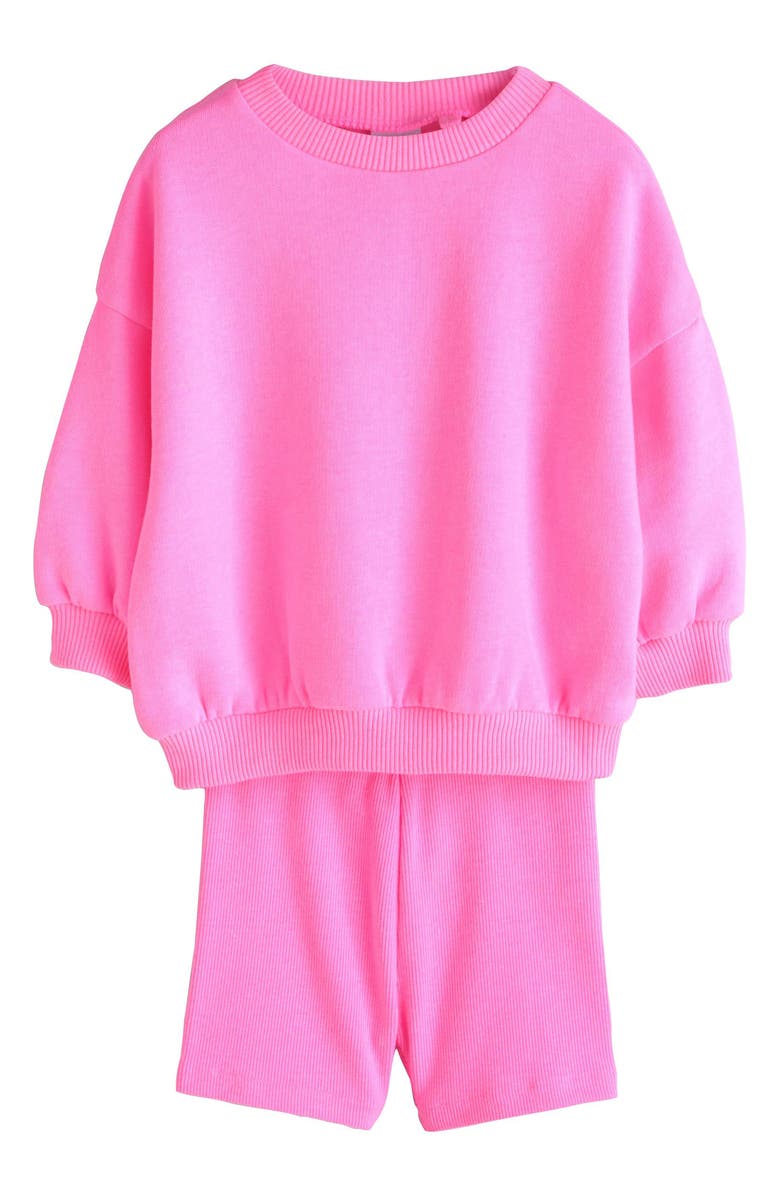 NEXT Kids' Sweatshirt & Bike Shorts, Main, color, Pink