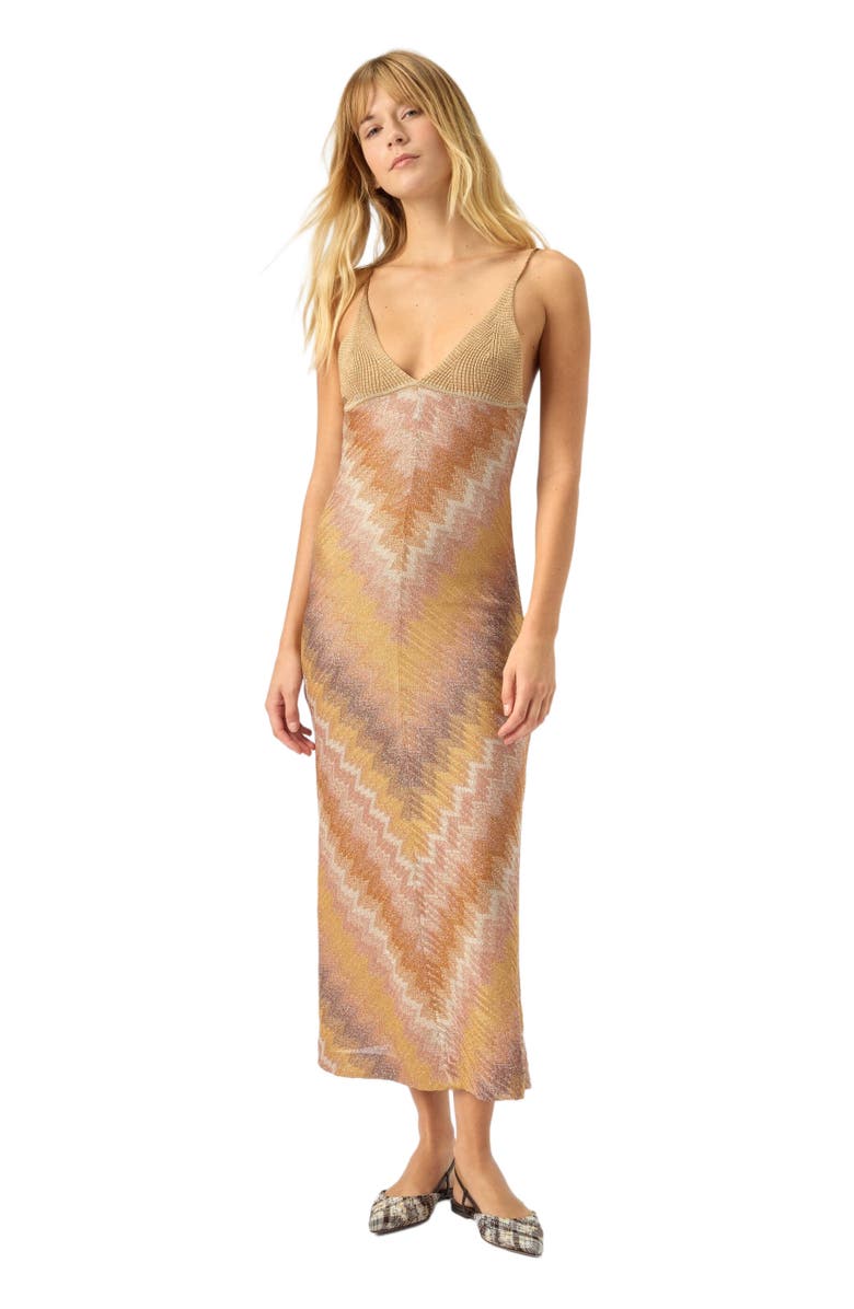 Missoni Viscose Lamé Gown With Deep Neckline, Main, color, Green& Brown