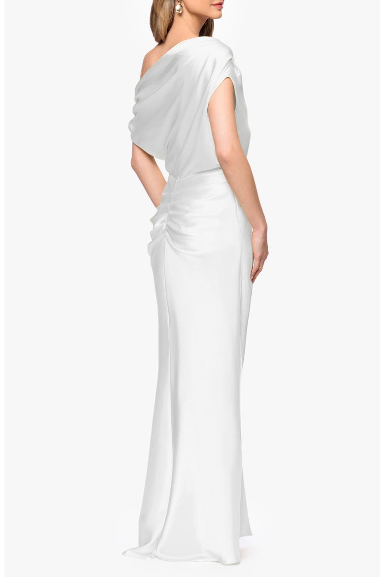 One-Shoulder Satin Sheath Gown, Alternate, color, WHITE