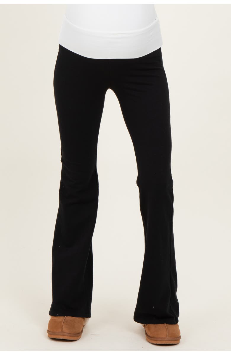 PinkBlush Contrast Waistband Flared Lounge Pants, Alternate, color, Black