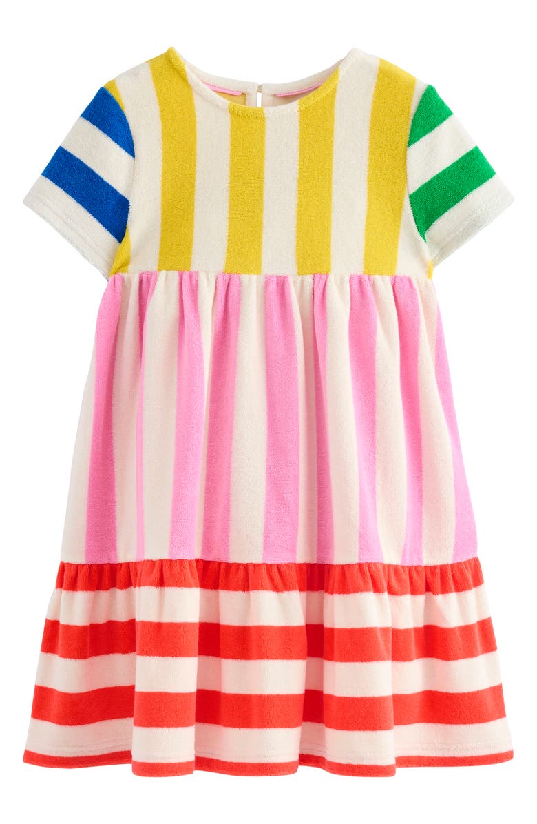 Mini Boden Kids' Ariel French Terry Twirly Dress, Main, color, Hotchpotch Multi Stripe