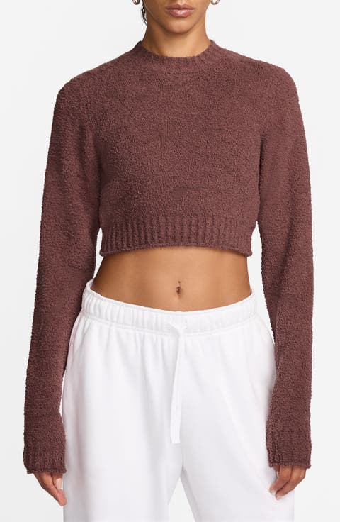 Phoenix Bouclé Long Sleeve Crop Top