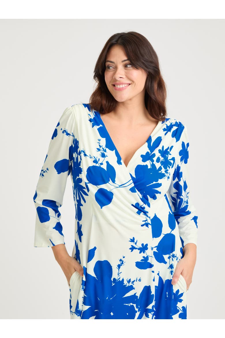 Katie Wrap Midi Dress, Alternate, color, Ivory Blue