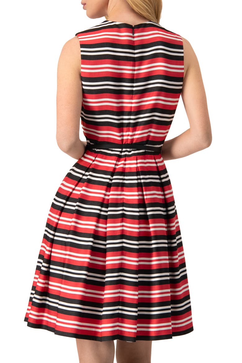 Sleeveless Striped Fit & Flare Dress, Alternate, color, Black-Red