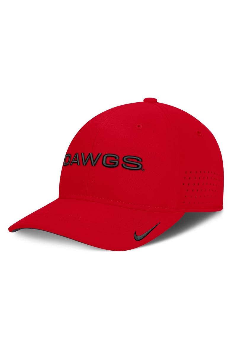 Men's Nike Red Georgia Bulldogs Gameday Aerobill Swooshflex Dri-FIT Hat, Main, color, Red