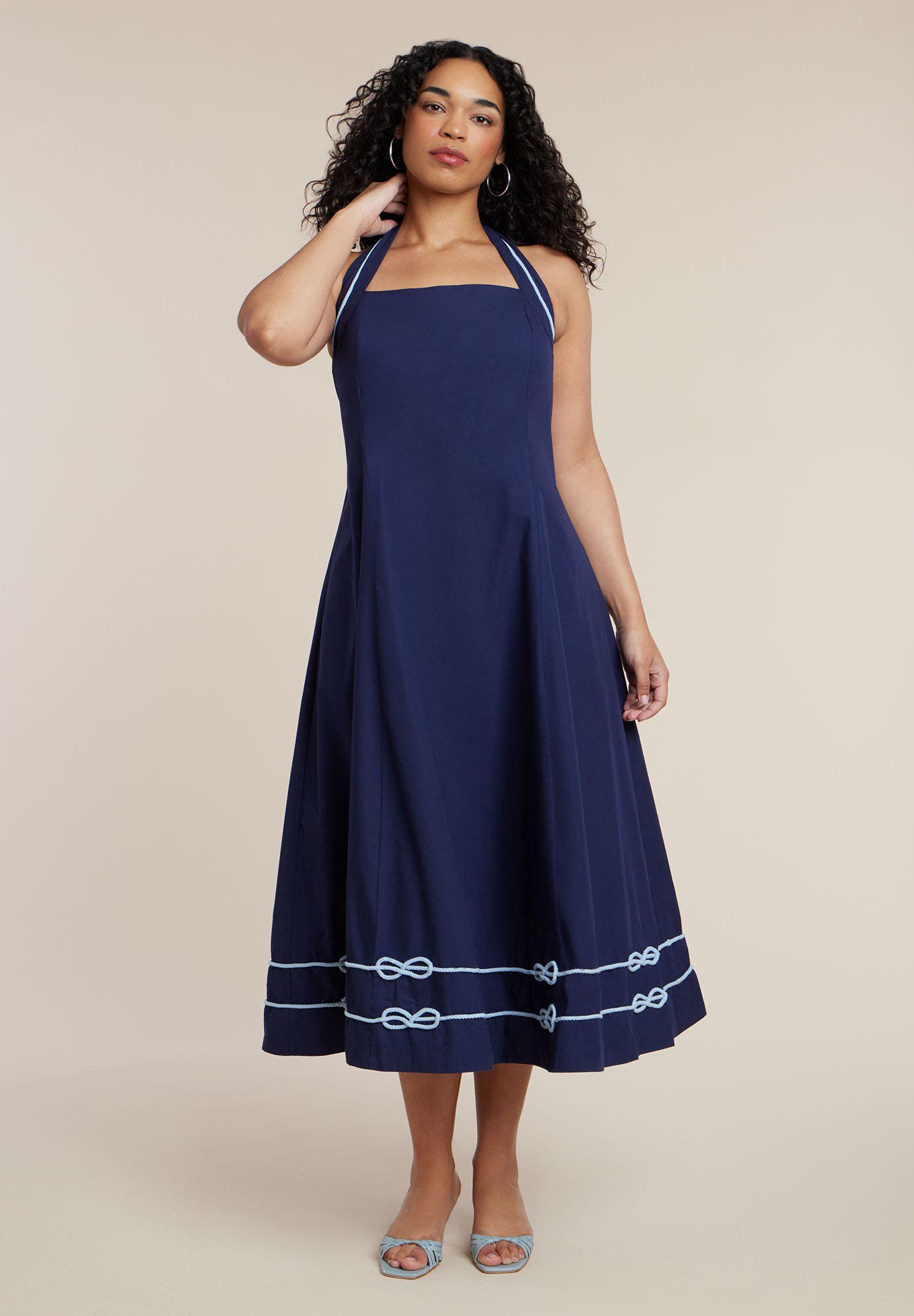 Halter Neck Poplin Midi Dress - image 2