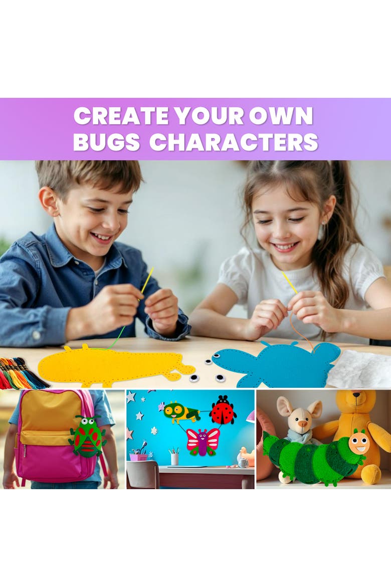 Kids Sewing Craft Kit with Felt Toys, Alternate, color, Bugs