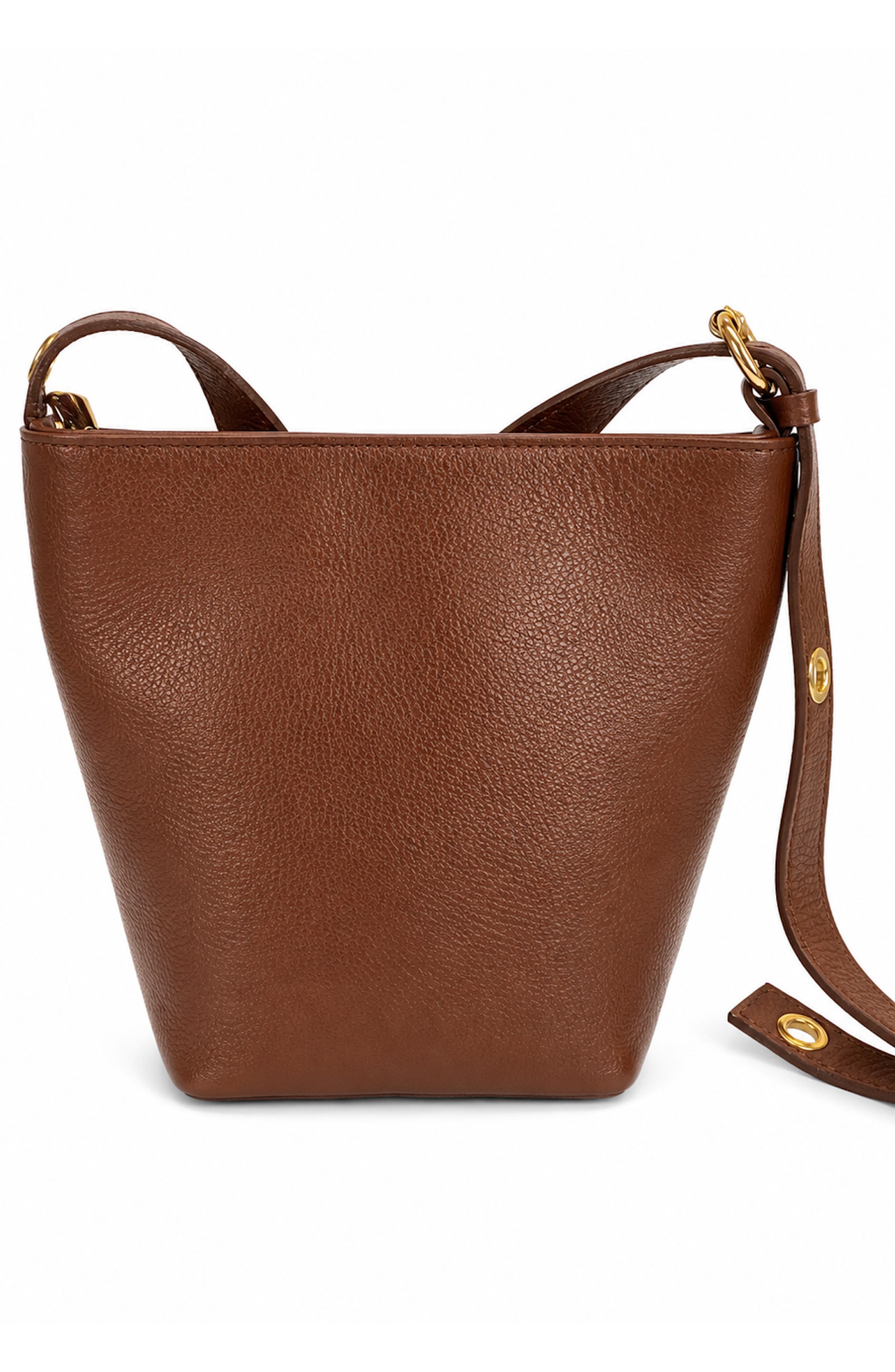 Claudia Studded Leather Shoulder Bag, Alternate, color, BROWN
